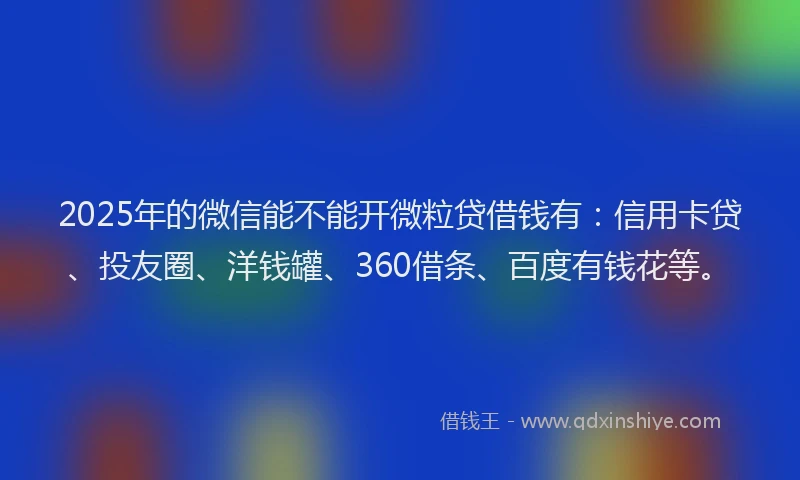 2025年的微信能不能开微粒贷借钱有：信用卡贷、投友圈、洋钱罐、360借条、百度有钱花等。