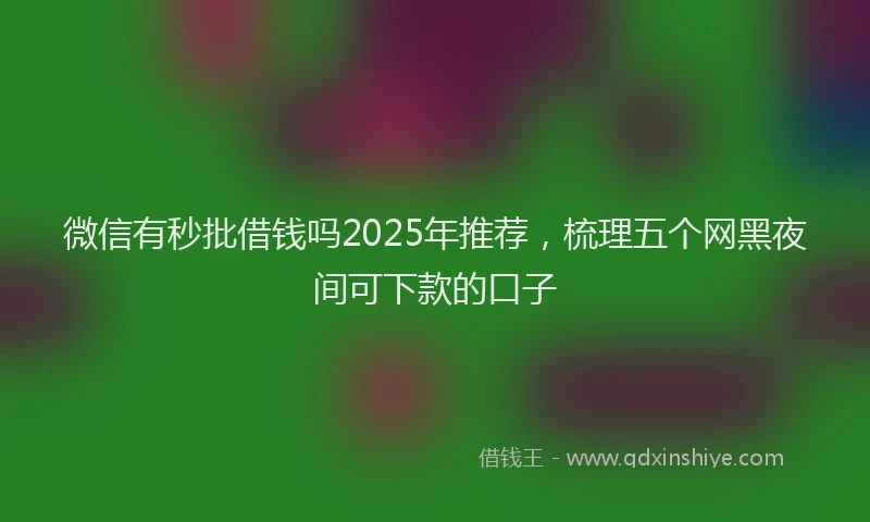 微信有秒批借钱吗2025年推荐，梳理五个网黑夜间可下款的口子