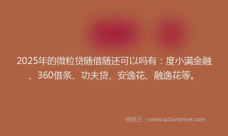 2025年的微粒贷随借随还可以吗有：度小满金融、360借条、功夫贷、安逸花、融逸花等。