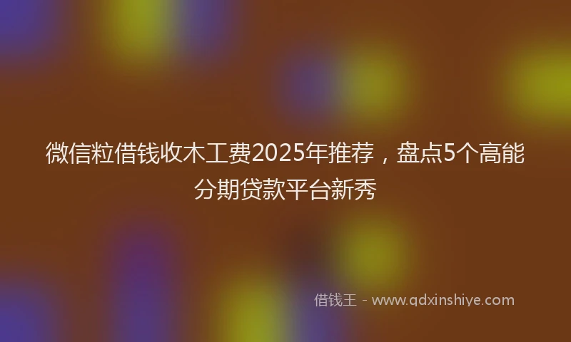 微信粒借钱收木工费2025年推荐，盘点5个高能分期贷款平台新秀