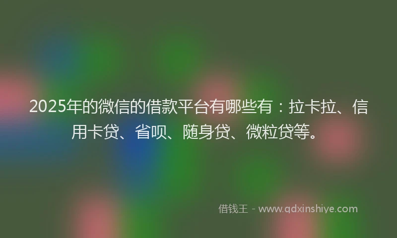 2025年的微信的借款平台有哪些有：拉卡拉、信用卡贷、省呗、随身贷、微粒贷等。