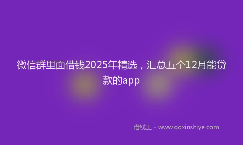 微信群里面借钱2025年精选，汇总五个12月能贷款的app