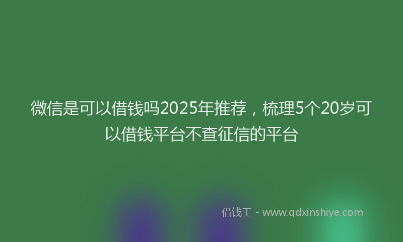 微信是可以借钱吗2025年推荐，梳理5个20岁可以借钱平台不查征信的平台
