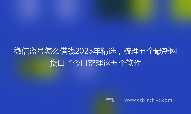 微信盗号怎么借钱2025年精选，梳理五个最新网贷口子今日整理这五个软件