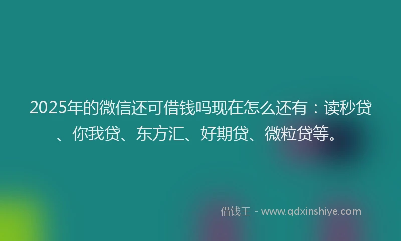 2025年的微信还可借钱吗现在怎么还有：读秒贷、你我贷、东方汇、好期贷、微粒贷等。