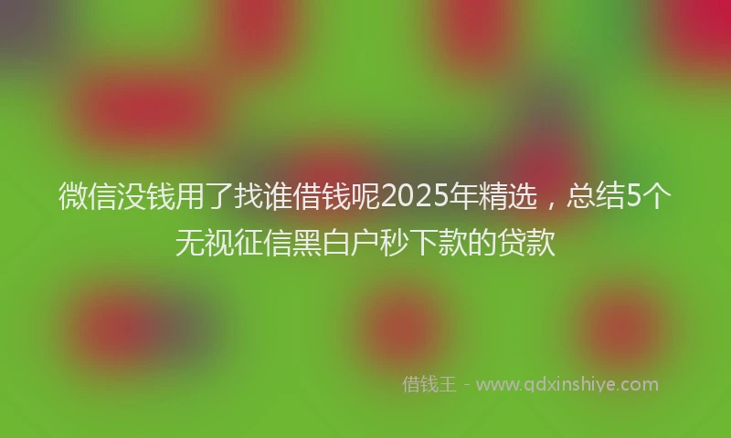微信没钱用了找谁借钱呢2025年精选，总结5个无视征信黑白户秒下款的贷款