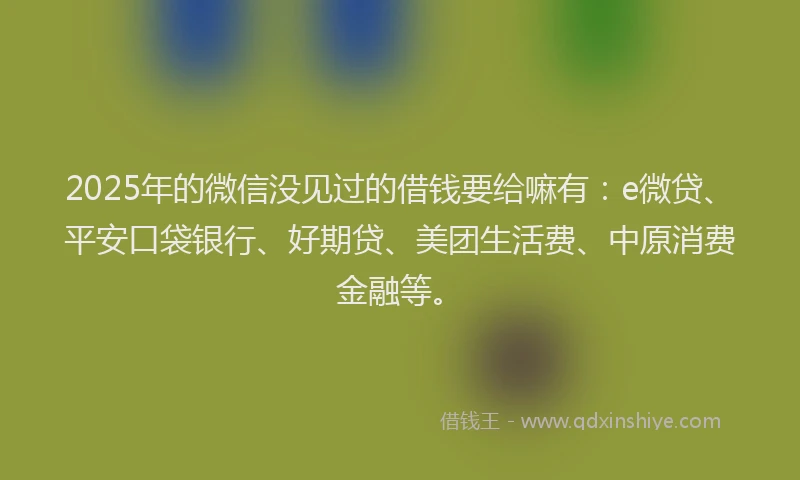 2025年的微信没见过的借钱要给嘛有：e微贷、平安口袋银行、好期贷、美团生活费、中原消费金融等。