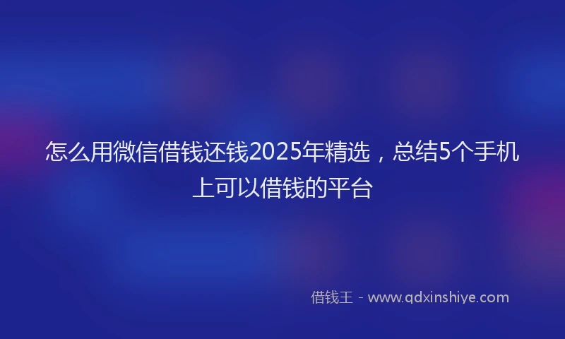 怎么用微信借钱还钱2025年精选，总结5个手机上可以借钱的平台