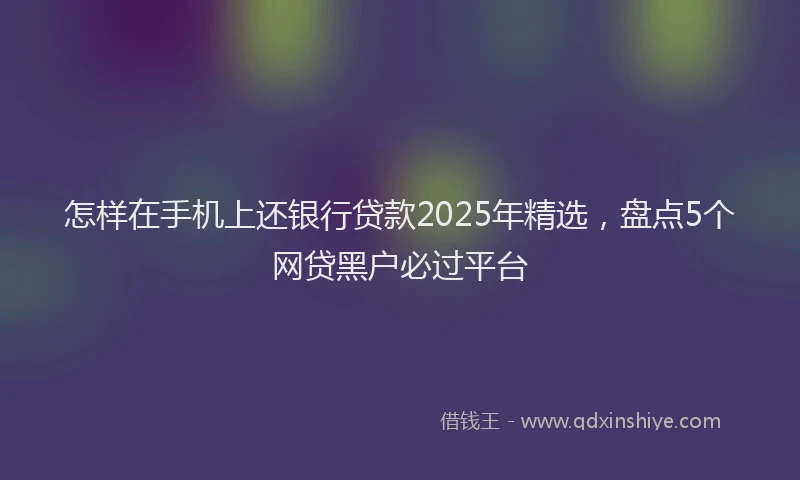 怎样在手机上还银行贷款2025年精选，盘点5个网贷黑户必过平台