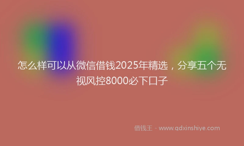 怎么样可以从微信借钱2025年精选，分享五个无视风控8000必下口子