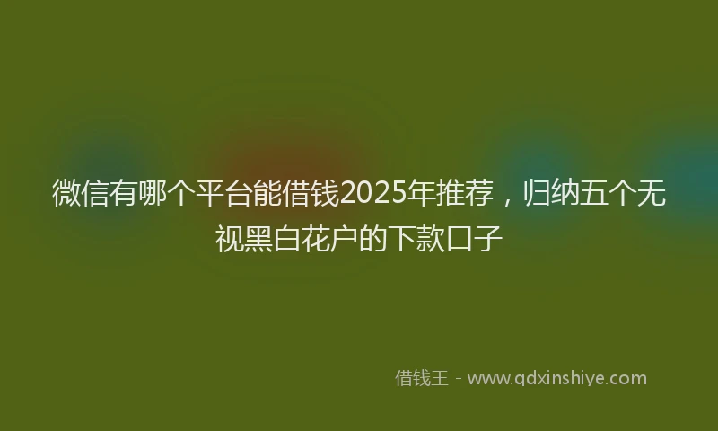 微信有哪个平台能借钱2025年推荐，归纳五个无视黑白花户的下款口子