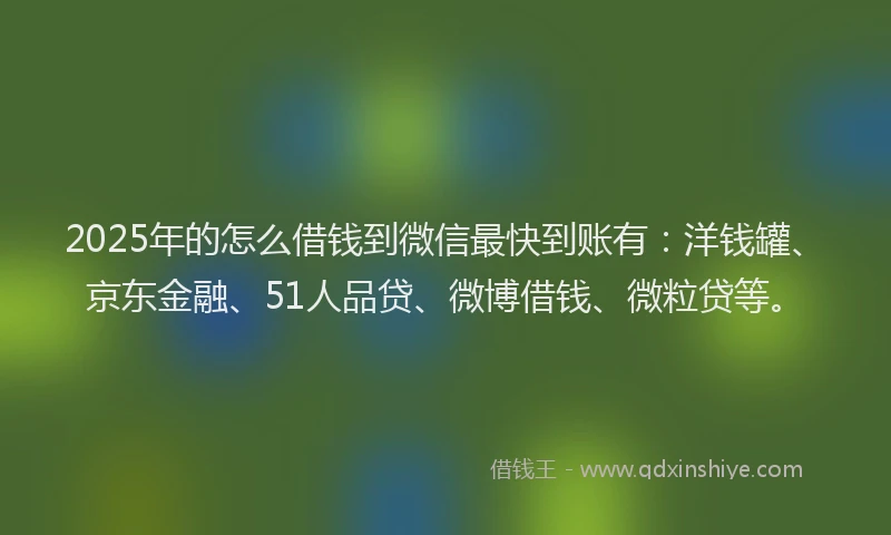 2025年的怎么借钱到微信最快到账有：洋钱罐、京东金融、51人品贷、微博借钱、微粒贷等。