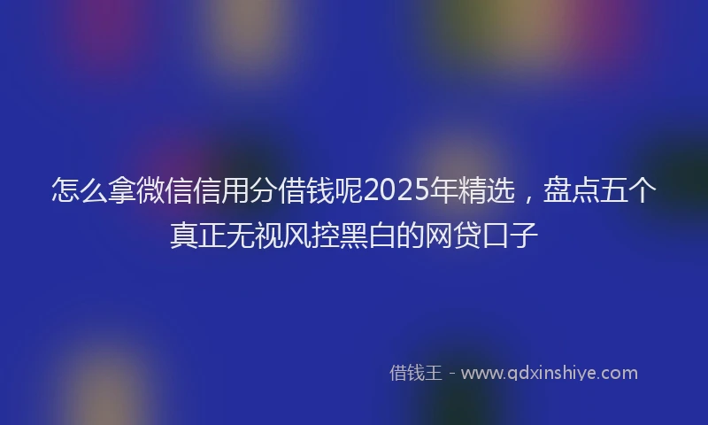 怎么拿微信信用分借钱呢2025年精选，盘点五个真正无视风控黑白的网贷口子