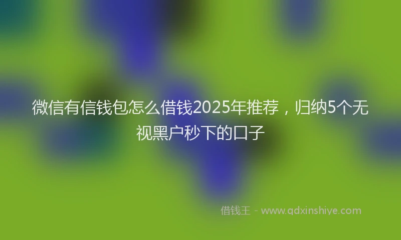 微信有信钱包怎么借钱2025年推荐，归纳5个无视黑户秒下的口子