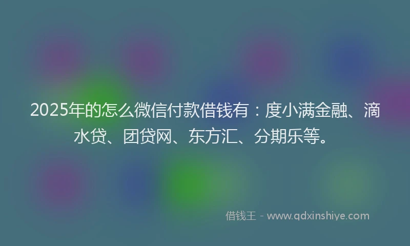 2025年的怎么微信付款借钱有：度小满金融、滴水贷、团贷网、东方汇、分期乐等。