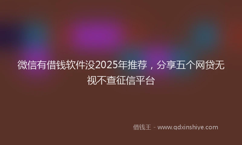 微信有借钱软件没2025年推荐，分享五个网贷无视不查征信平台