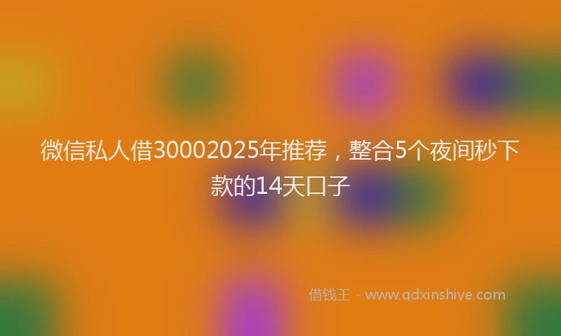 微信私人借30002025年推荐，整合5个夜间秒下款的14天口子