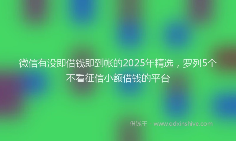 微信有没即借钱即到帐的2025年精选，罗列5个不看征信小额借钱的平台