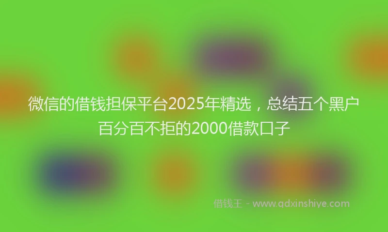 微信的借钱担保平台2025年精选，总结五个黑户百分百不拒的2000借款口子