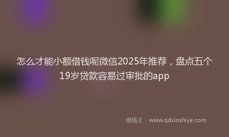 怎么才能小额借钱呢微信2025年推荐，盘点五个19岁贷款容易过审批的app