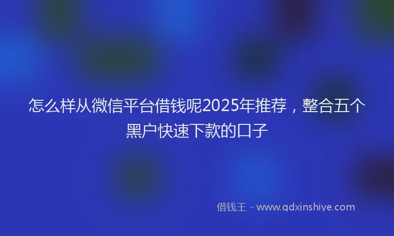 怎么样从微信平台借钱呢2025年推荐，整合五个黑户快速下款的口子