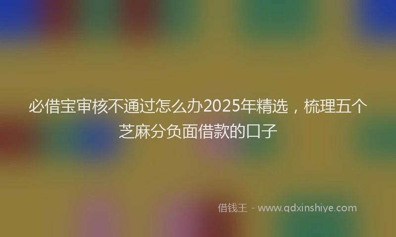 必借宝审核不通过怎么办2025年精选，梳理五个芝麻分负面借款的口子