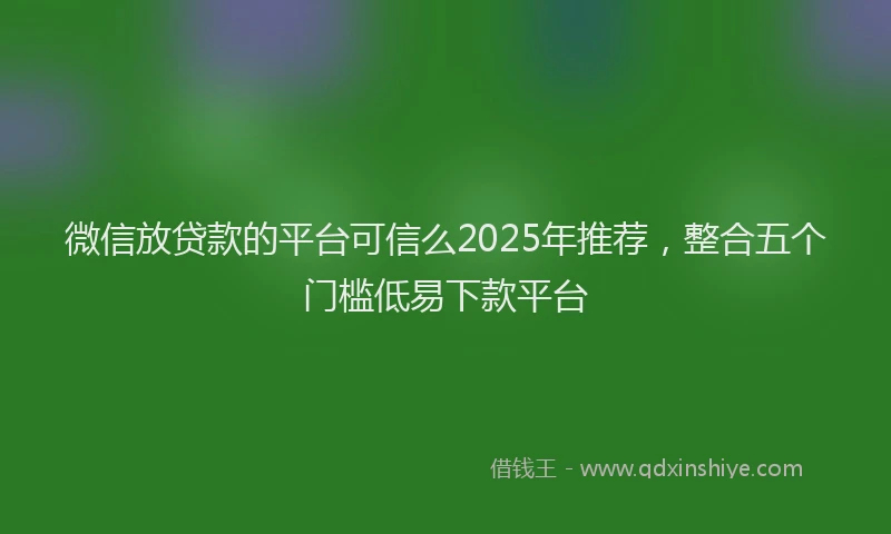 微信放贷款的平台可信么2025年推荐，整合五个门槛低易下款平台