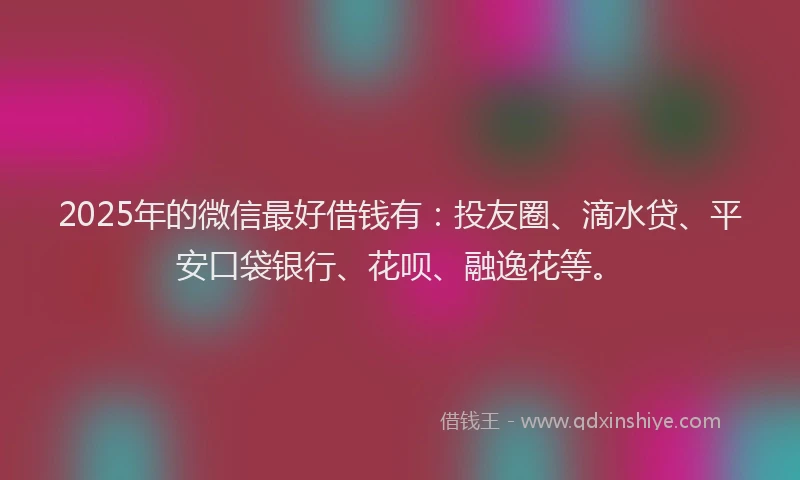 2025年的微信最好借钱有：投友圈、滴水贷、平安口袋银行、花呗、融逸花等。