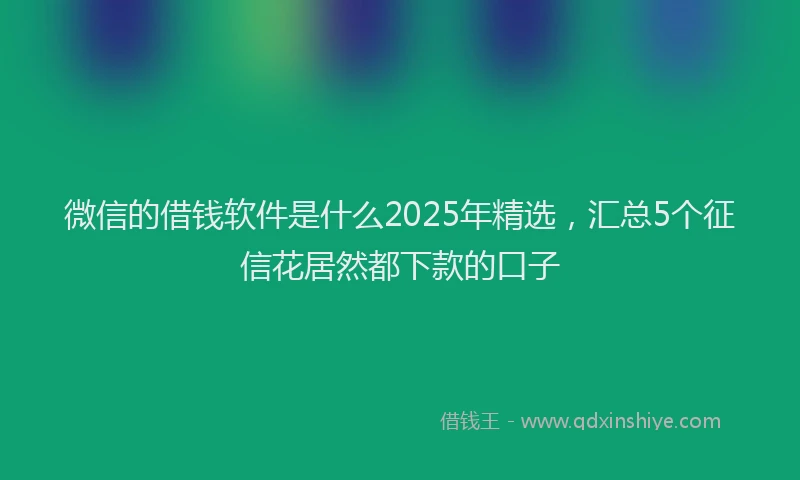 微信的借钱软件是什么2025年精选，汇总5个征信花居然都下款的口子