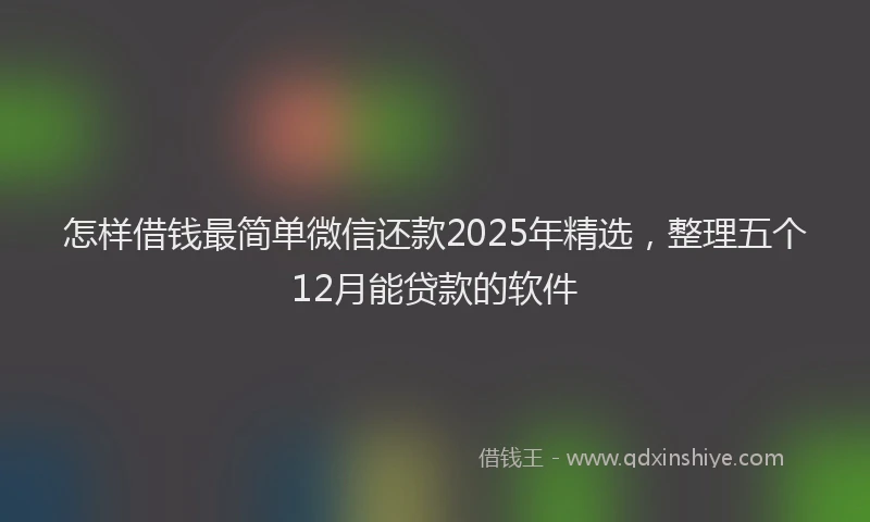 怎样借钱最简单微信还款2025年精选，整理五个12月能贷款的软件