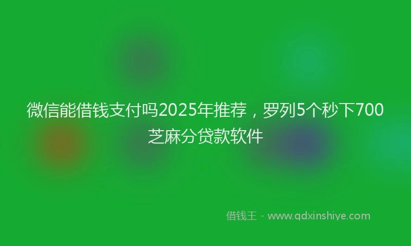 微信能借钱支付吗2025年推荐，罗列5个秒下700芝麻分贷款软件
