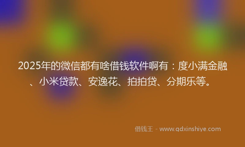 2025年的微信都有啥借钱软件啊有：度小满金融、小米贷款、安逸花、拍拍贷、分期乐等。