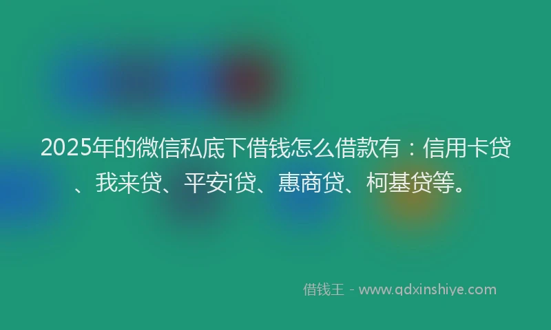 2025年的微信私底下借钱怎么借款有：信用卡贷、我来贷、平安i贷、惠商贷、柯基贷等。