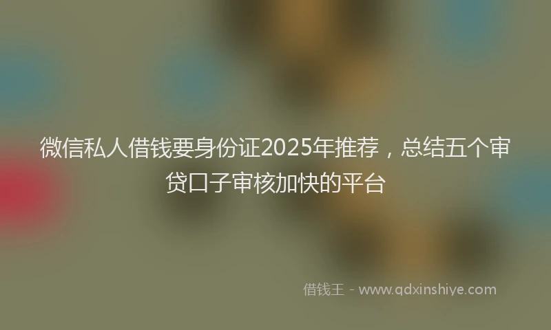 微信私人借钱要身份证2025年推荐，总结五个审贷口子审核加快的平台