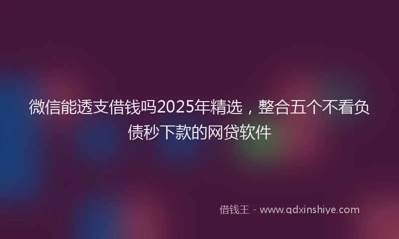 微信能透支借钱吗2025年精选，整合五个不看负债秒下款的网贷软件