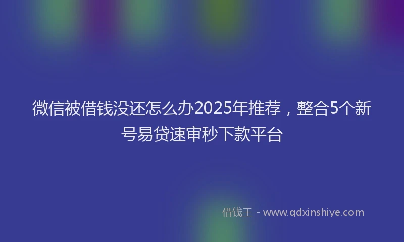 微信被借钱没还怎么办2025年推荐，整合5个新号易贷速审秒下款平台