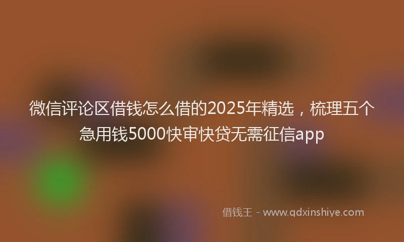 微信评论区借钱怎么借的2025年精选，梳理五个急用钱5000快审快贷无需征信app