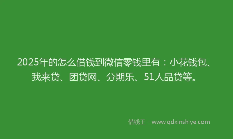2025年的怎么借钱到微信零钱里有：小花钱包、我来贷、团贷网、分期乐、51人品贷等。