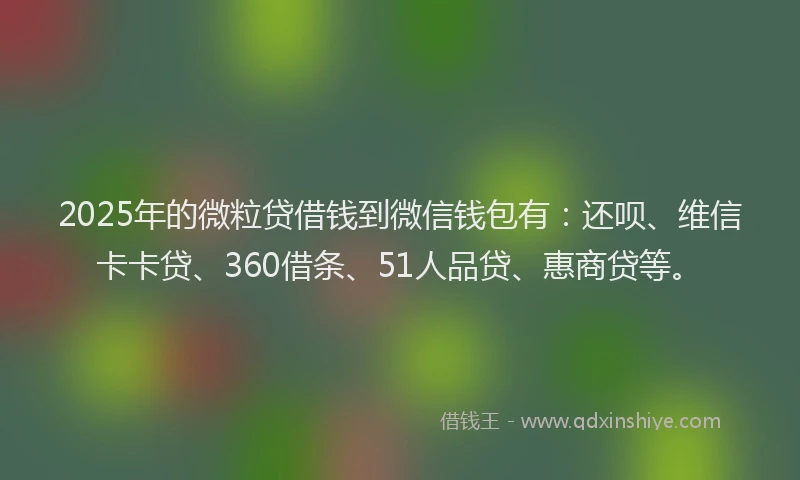 2025年的微粒贷借钱到微信钱包有：还呗、维信卡卡贷、360借条、51人品贷、惠商贷等。