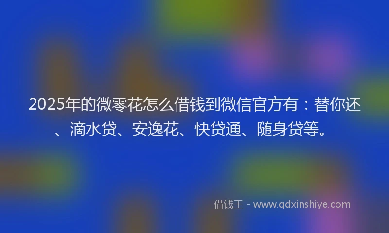 2025年的微零花怎么借钱到微信官方有：替你还、滴水贷、安逸花、快贷通、随身贷等。