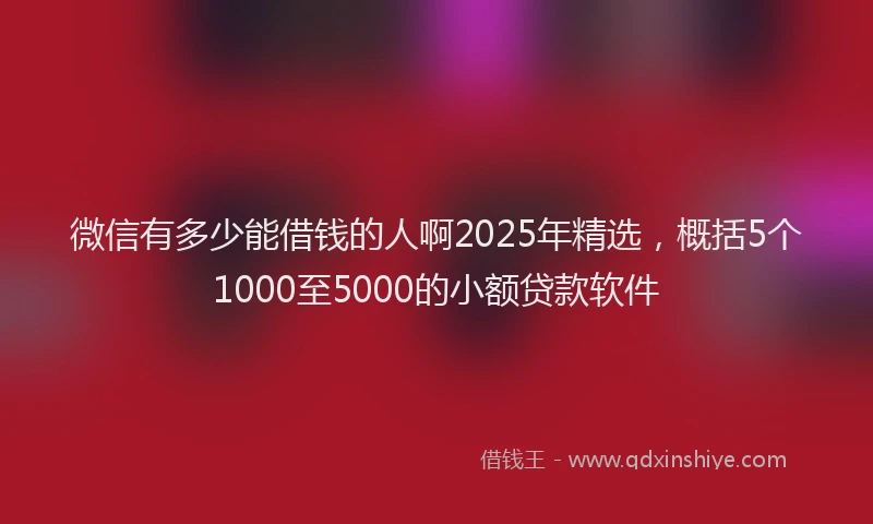 微信有多少能借钱的人啊2025年精选，概括5个1000至5000的小额贷款软件