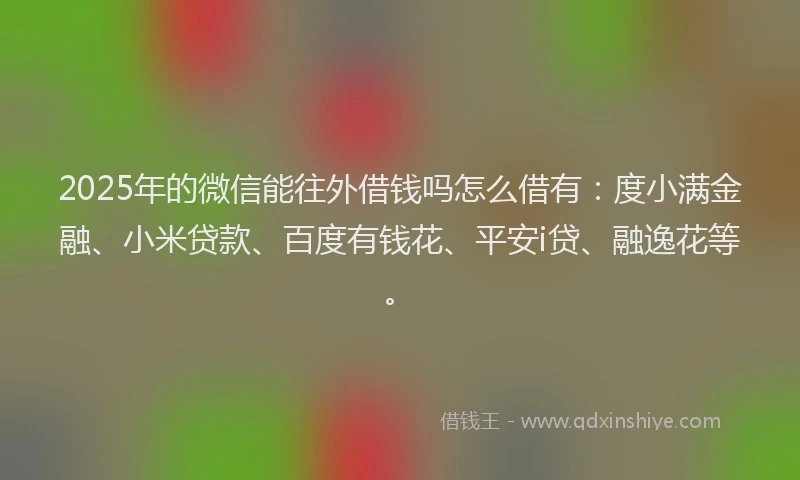 2025年的微信能往外借钱吗怎么借有：度小满金融、小米贷款、百度有钱花、平安i贷、融逸花等。