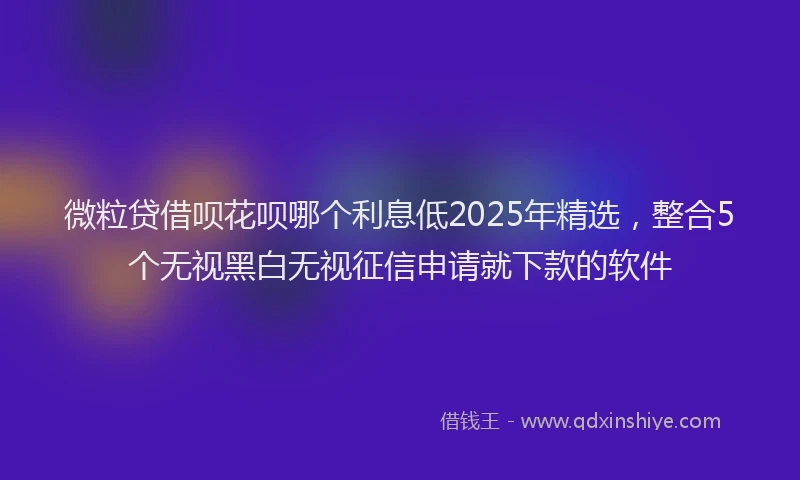 微粒贷借呗花呗哪个利息低2025年精选，整合5个无视黑白无视征信申请就下款的软件