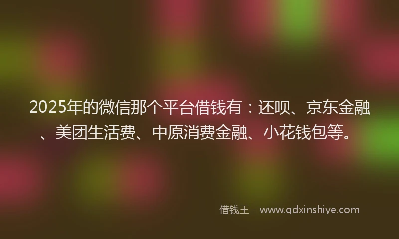 2025年的微信那个平台借钱有：还呗、京东金融、美团生活费、中原消费金融、小花钱包等。