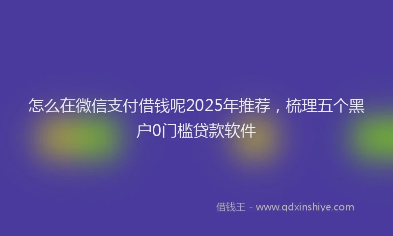 怎么在微信支付借钱呢2025年推荐，梳理五个黑户0门槛贷款软件