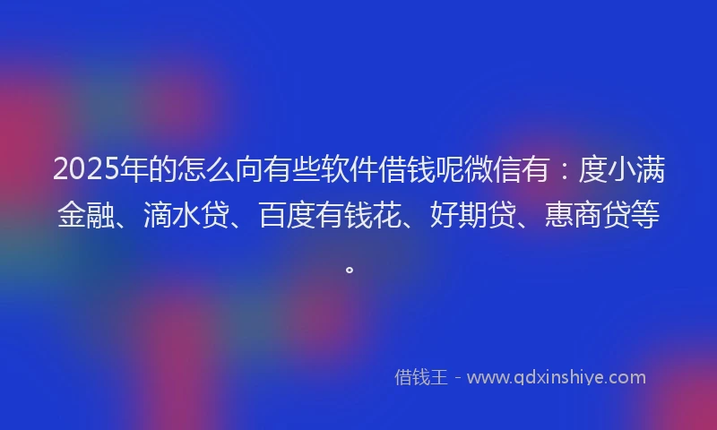2025年的怎么向有些软件借钱呢微信有：度小满金融、滴水贷、百度有钱花、好期贷、惠商贷等。