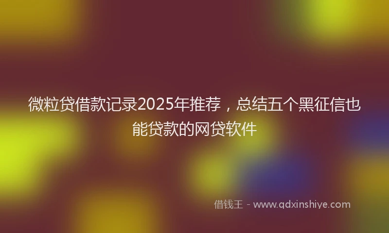 微粒贷借款记录2025年推荐，总结五个黑征信也能贷款的网贷软件