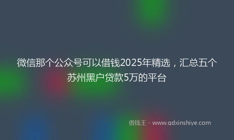 微信那个公众号可以借钱2025年精选，汇总五个苏州黑户贷款5万的平台
