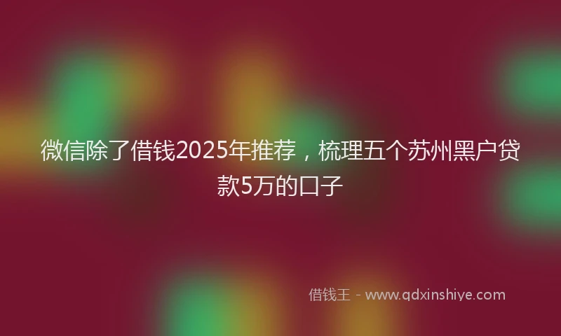 微信除了借钱2025年推荐，梳理五个苏州黑户贷款5万的口子