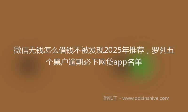 微信无钱怎么借钱不被发现2025年推荐，罗列五个黑户逾期必下网贷app名单